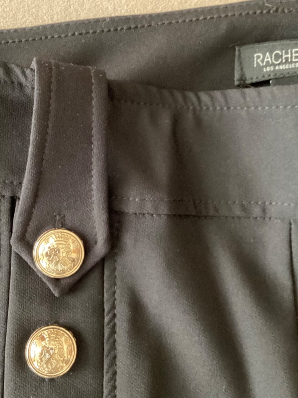 RACHEL ZOE BLACK PULL ON PANTS WITH VERTICAL ROWS OF GOLD BUTTONS SIZE 2 - Picture 6 of 12